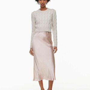 Aritzia Satin Midi Skirt - Soft Pink